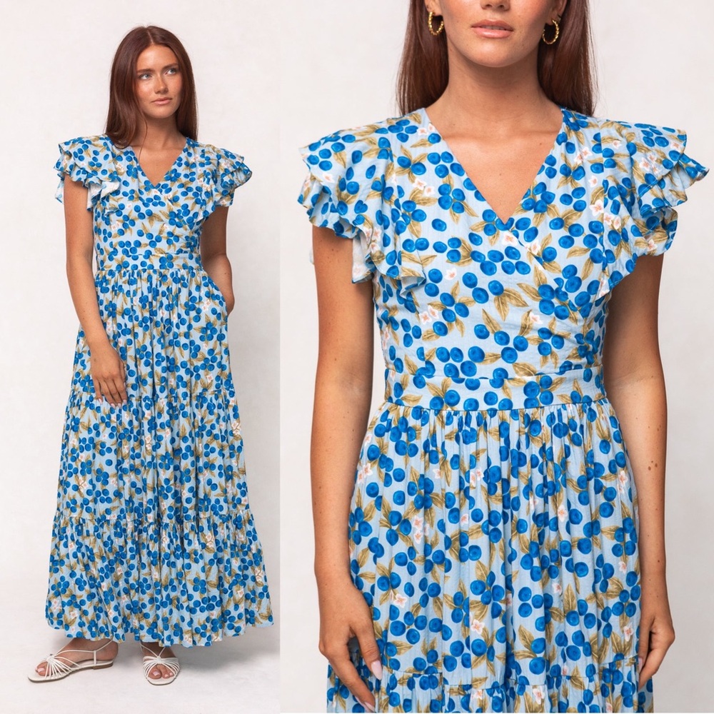 Ivy City Co NWT Trixie Maxi Dress in Blueberry Size 10 Cotton